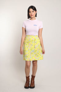 60s Yellow Floral Skirt