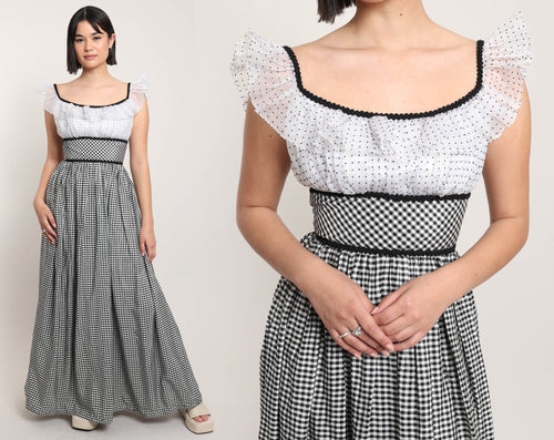 60s Gingham Chiffon Dress