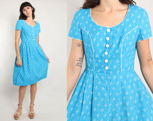 80s Blue Dirndl Dress