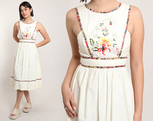 70s Embroidered Prairie Dress