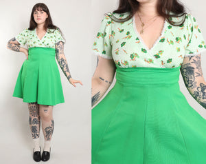 70s Green Babydoll Dress