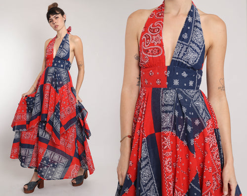 70s Gunne Sax Tiered Halter Dress