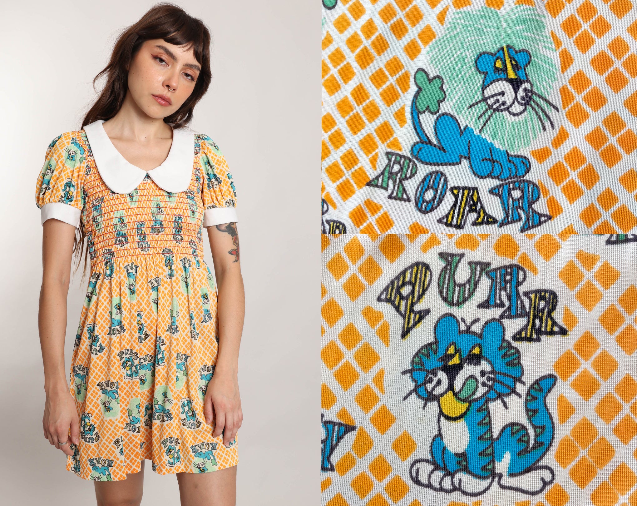 70s Cat Novelty Print Dress – Luxie Vintage