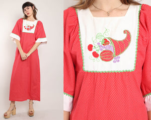 70s Fruit Print Dress