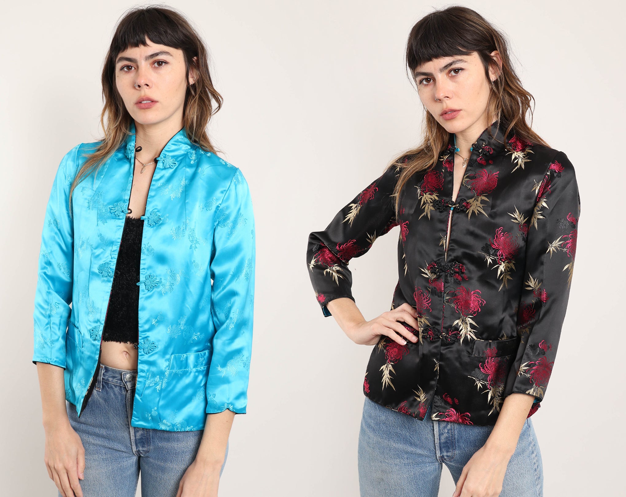 Blue silk jacket retailer women's