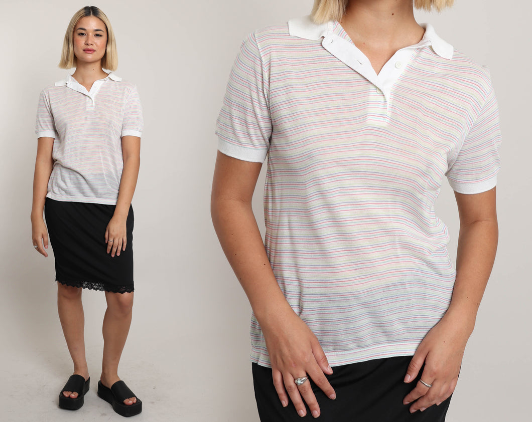 80s Striped Polo Shirt