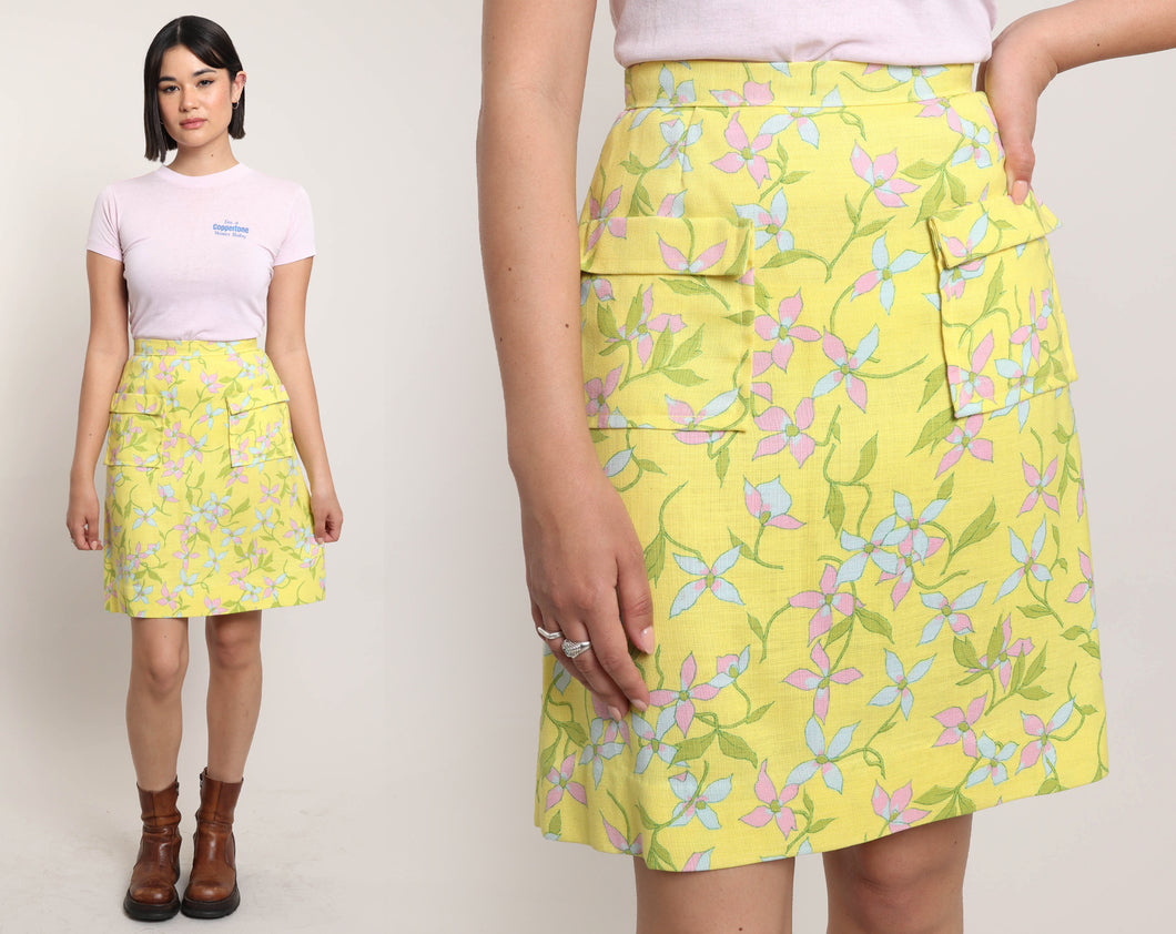 60s Yellow Floral Skirt – Luxie Vintage