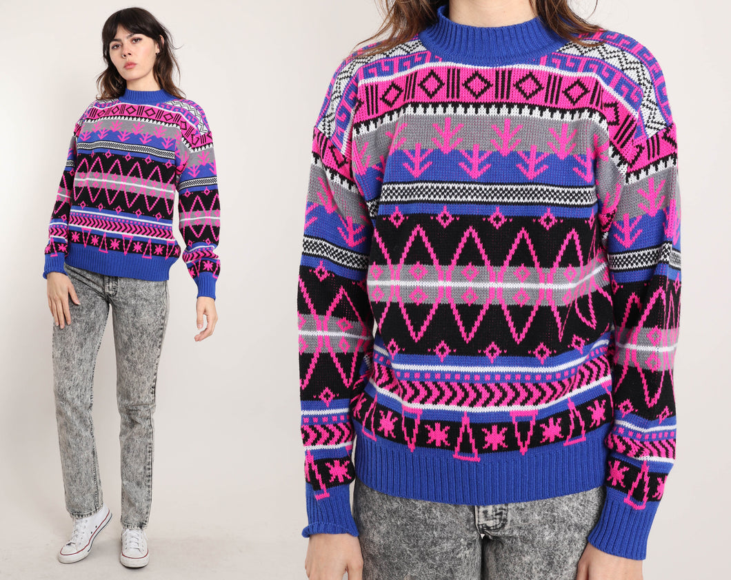 80s Abstract Ski Sweater